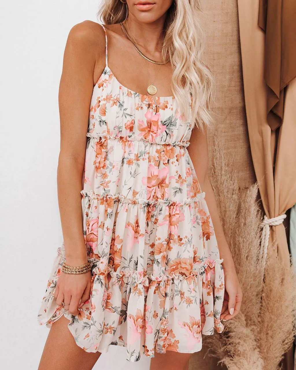 2024 Spring/Summer New Sling Simple Printed Chiffon Dresses