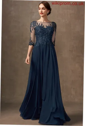 A-Line Beading Bride Lace Mother the Magdalena Floor-Length Sequins Dress Mother of the Bride Dresses Chiffon Scoop of With Neck