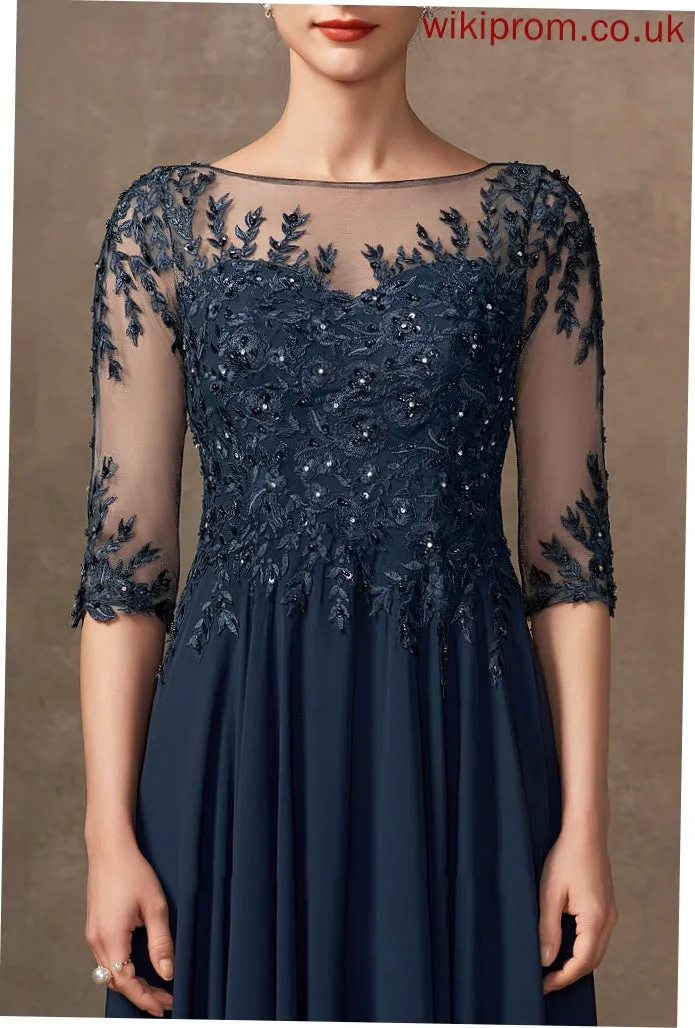 A-Line Beading Bride Lace Mother the Magdalena Floor-Length Sequins Dress Mother of the Bride Dresses Chiffon Scoop of With Neck