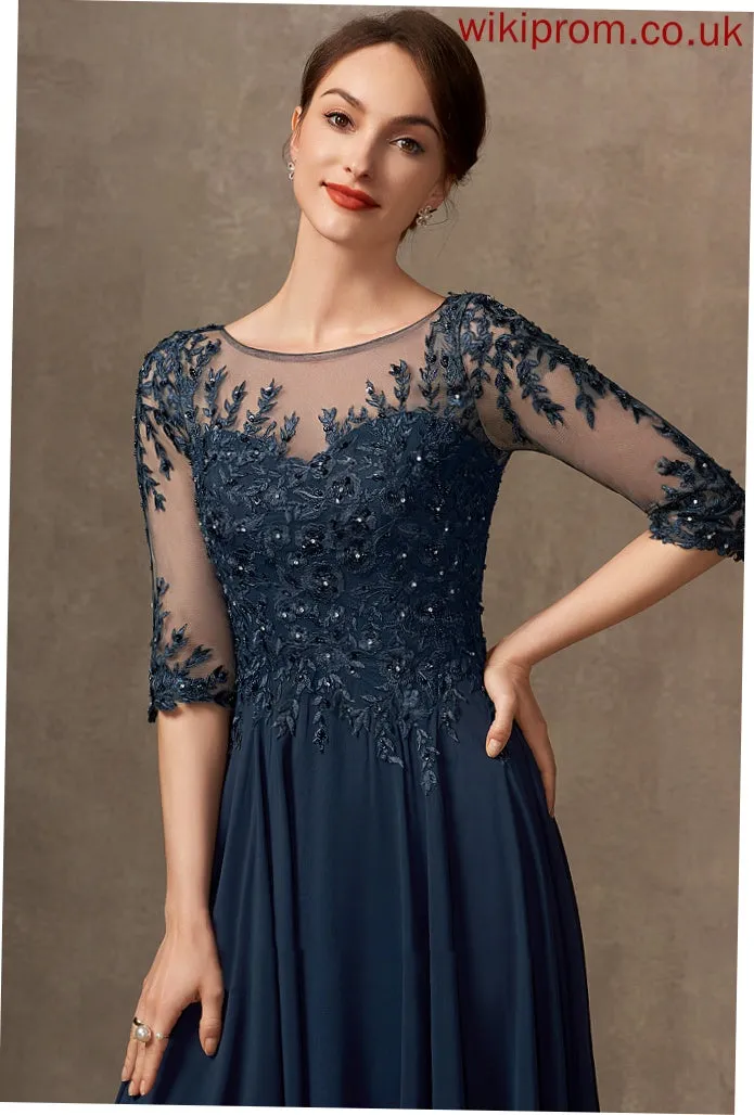 A-Line Beading Bride Lace Mother the Magdalena Floor-Length Sequins Dress Mother of the Bride Dresses Chiffon Scoop of With Neck