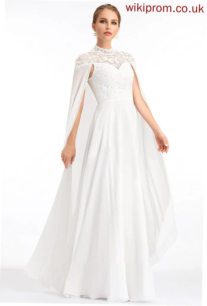 A-Line Dress Wedding Dresses Chiffon Wedding High Floor-Length Neck Kyra