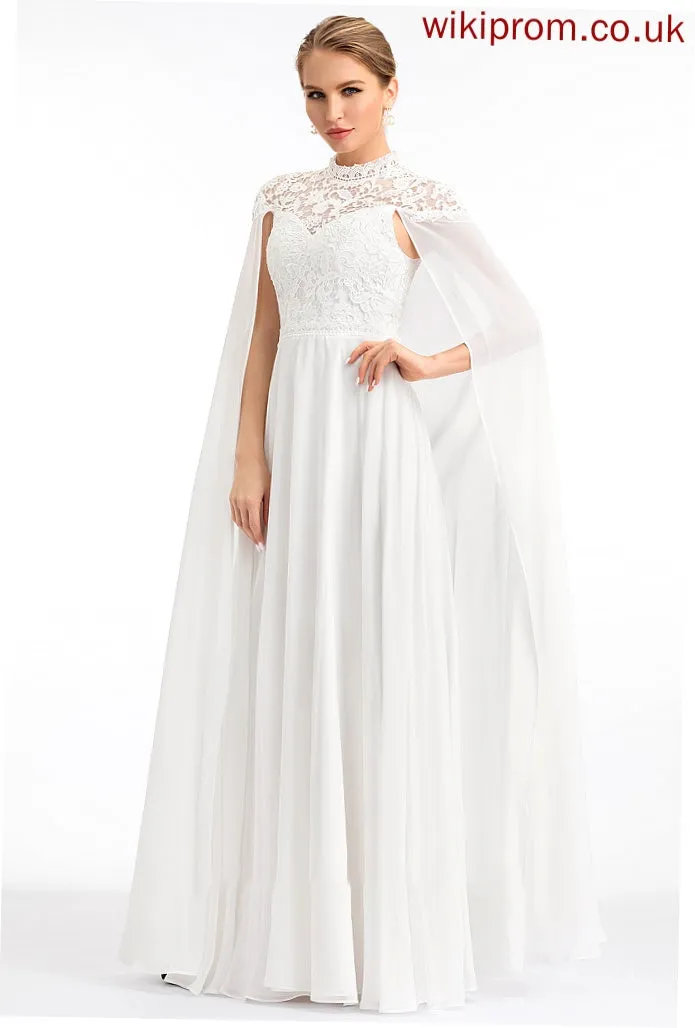 A-Line Dress Wedding Dresses Chiffon Wedding High Floor-Length Neck Kyra