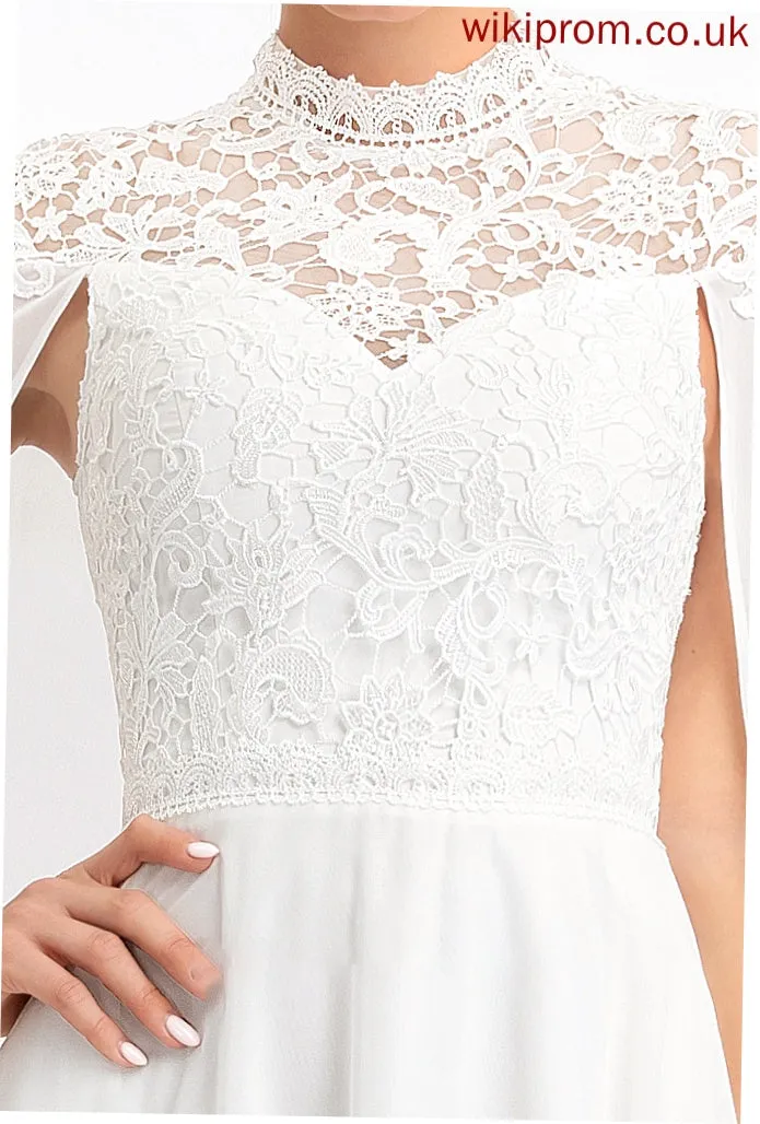 A-Line Dress Wedding Dresses Chiffon Wedding High Floor-Length Neck Kyra