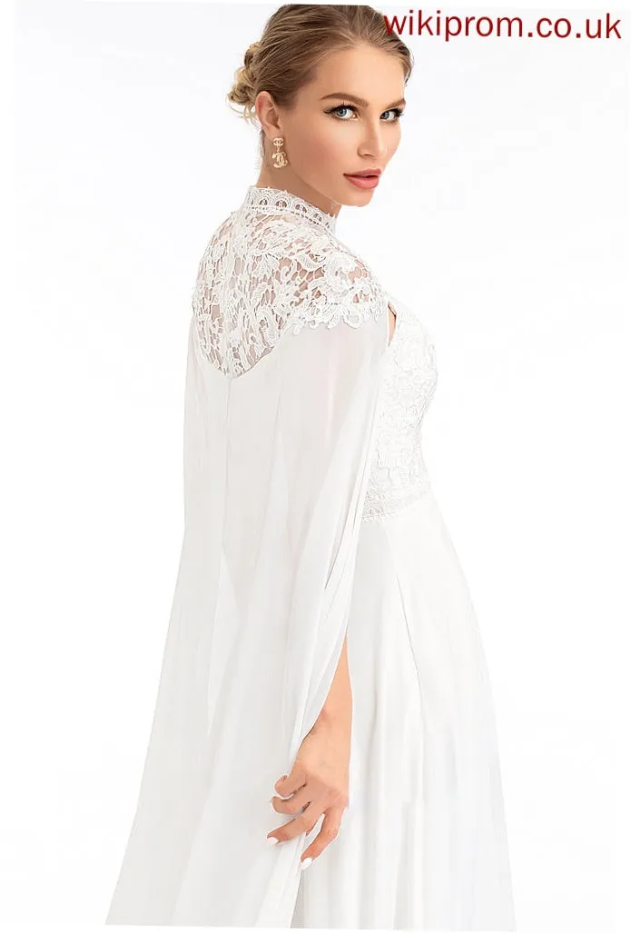 A-Line Dress Wedding Dresses Chiffon Wedding High Floor-Length Neck Kyra