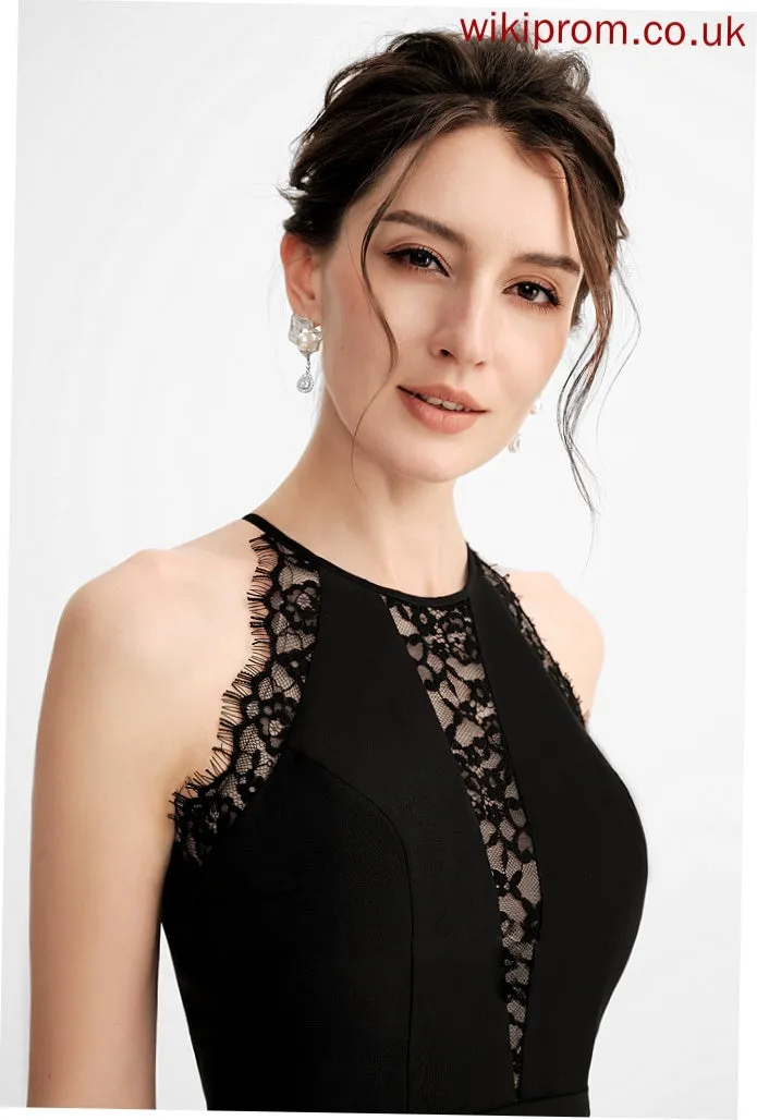 A-Line Lace Neck Chiffon Homecoming Dresses Charlee Knee-Length Dress Scoop With Homecoming