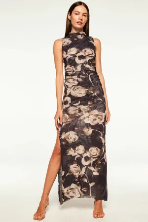 ATHENA Mock Neck Sleeveless Dress in Faded Rose Mesh