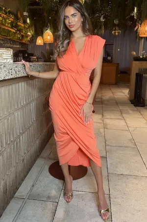 AX Paris Bianca Peach Wrap Dress
