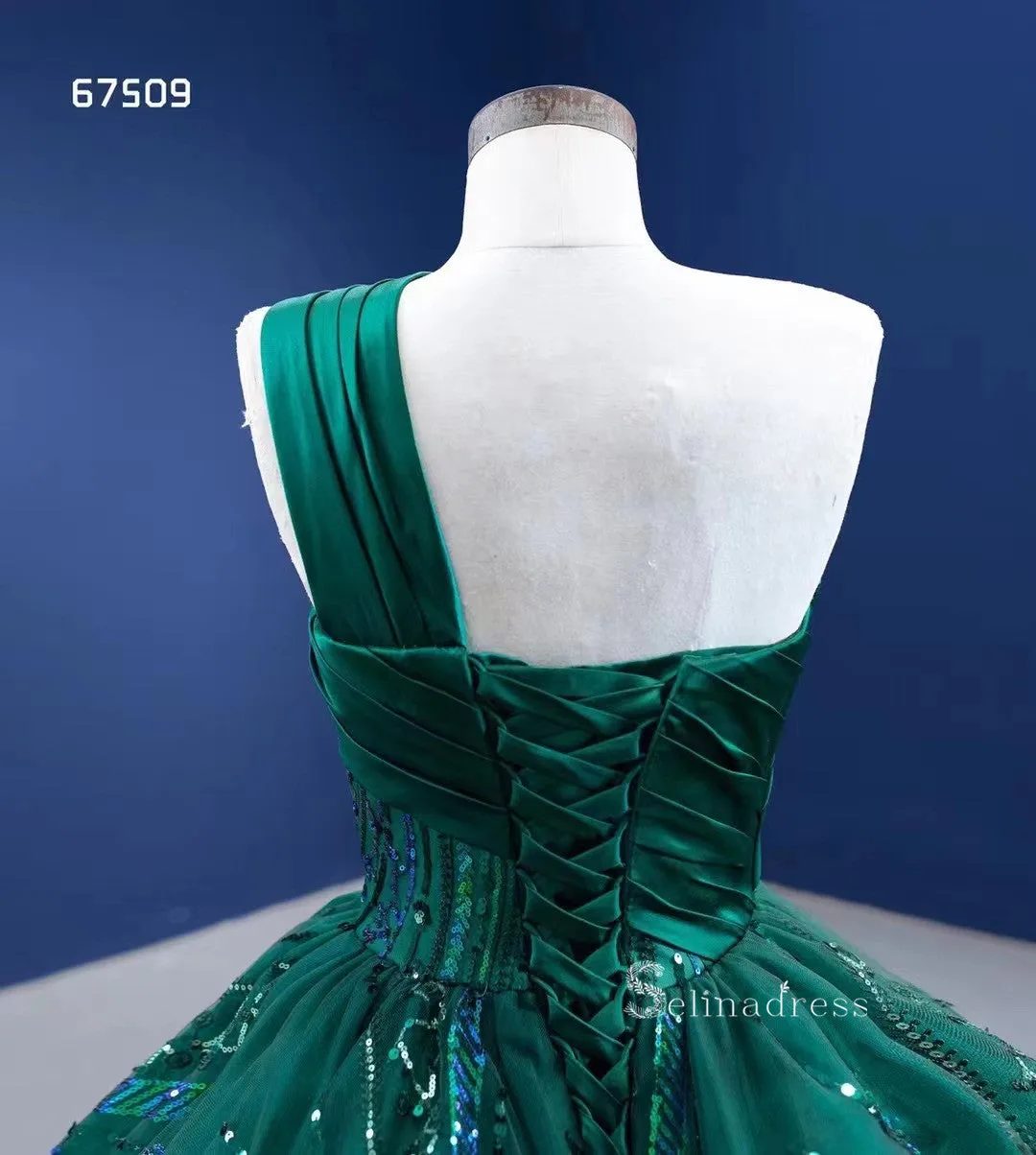 Ball Gown Spaghetti Straps Green Long Formal Dresses Wedding Dress Quinceanera Dresses RSM67509