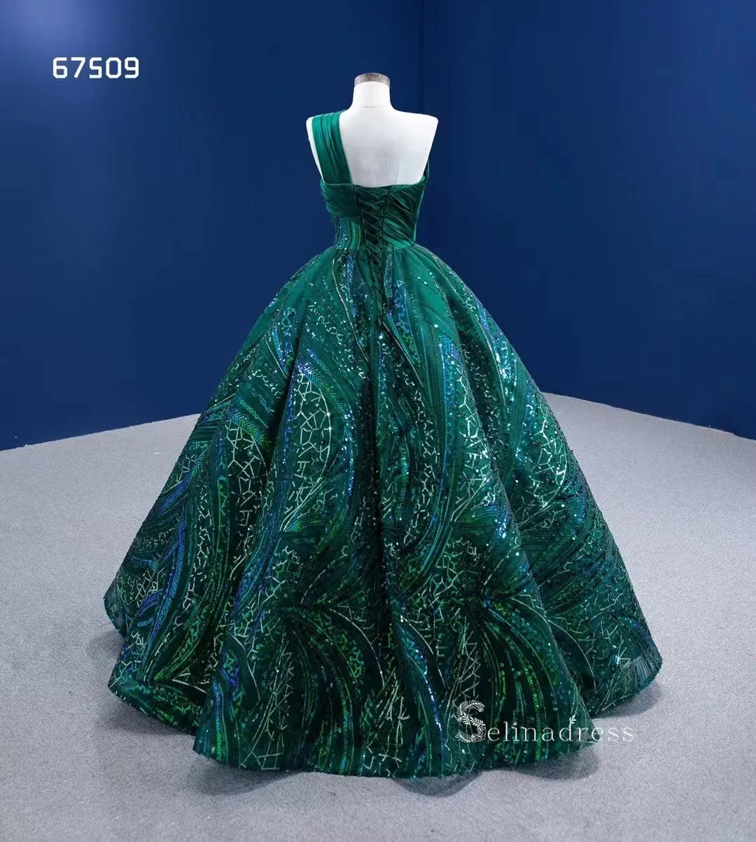 Ball Gown Spaghetti Straps Green Long Formal Dresses Wedding Dress Quinceanera Dresses RSM67509