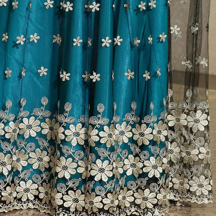 Blue Teal Modest Daisy Cap Sleeves Formalprom Evening Cocktail Dress DQ830899