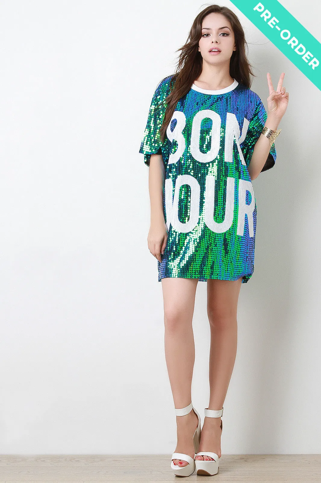 Bon Jour Sequins Shift Dress PREORDER