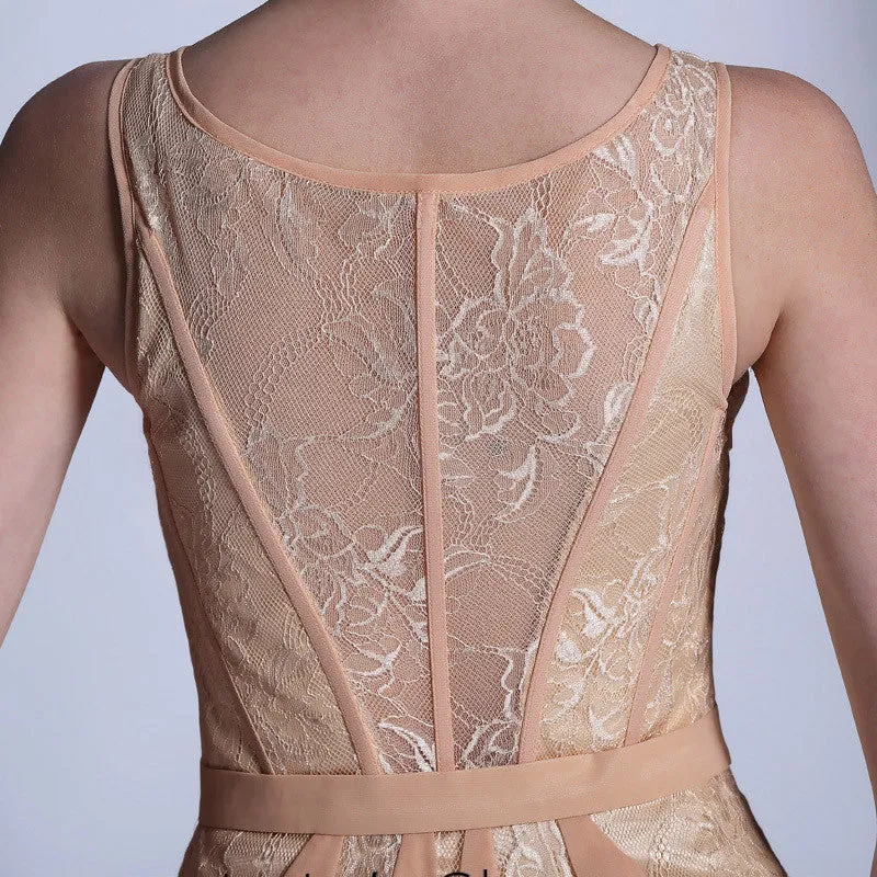 Champagne Beige Modest Formal Prom Evening Dress DQ830970
