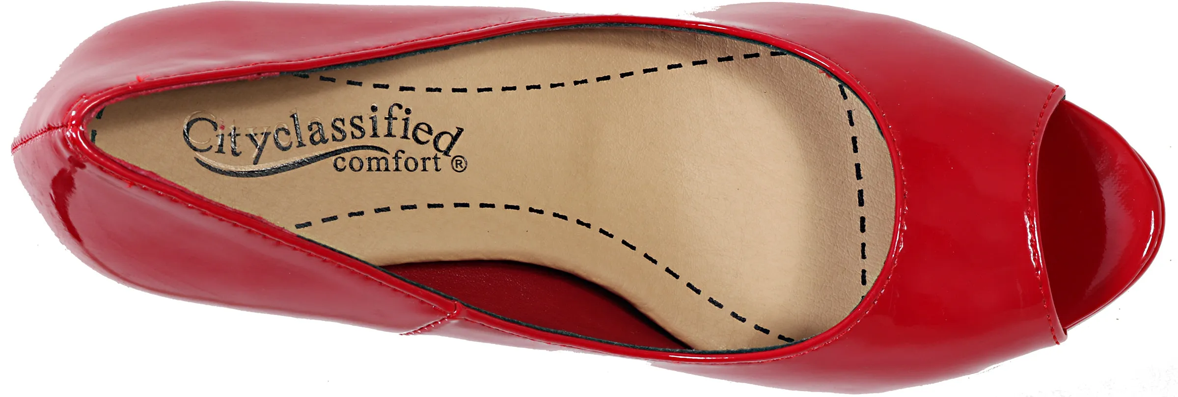 City Classified by Soda Women's Bree Peep Toe Patent Pump