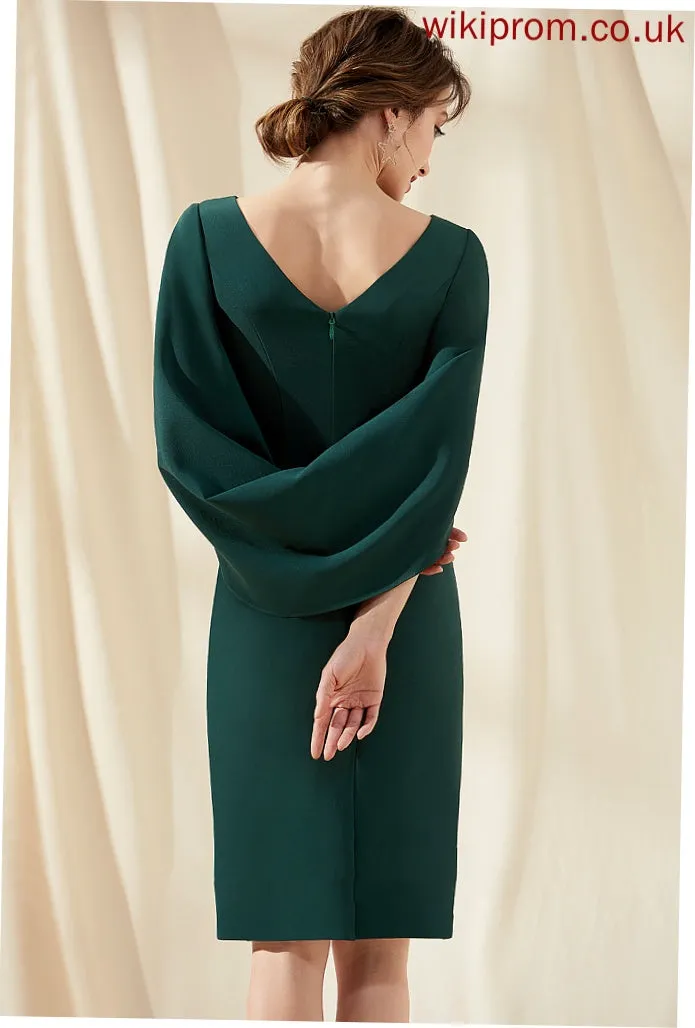 Cocktail Dresses Ruffle Scoop Knee-Length Macy Stretch Cocktail Neck Dress Sheath/Column Crepe With