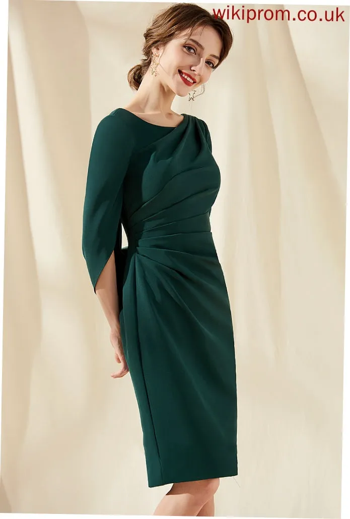 Cocktail Dresses Ruffle Scoop Knee-Length Macy Stretch Cocktail Neck Dress Sheath/Column Crepe With