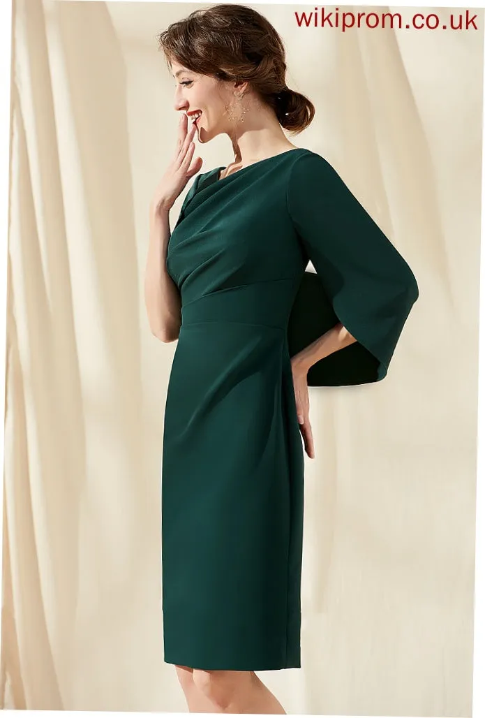 Cocktail Dresses Ruffle Scoop Knee-Length Macy Stretch Cocktail Neck Dress Sheath/Column Crepe With