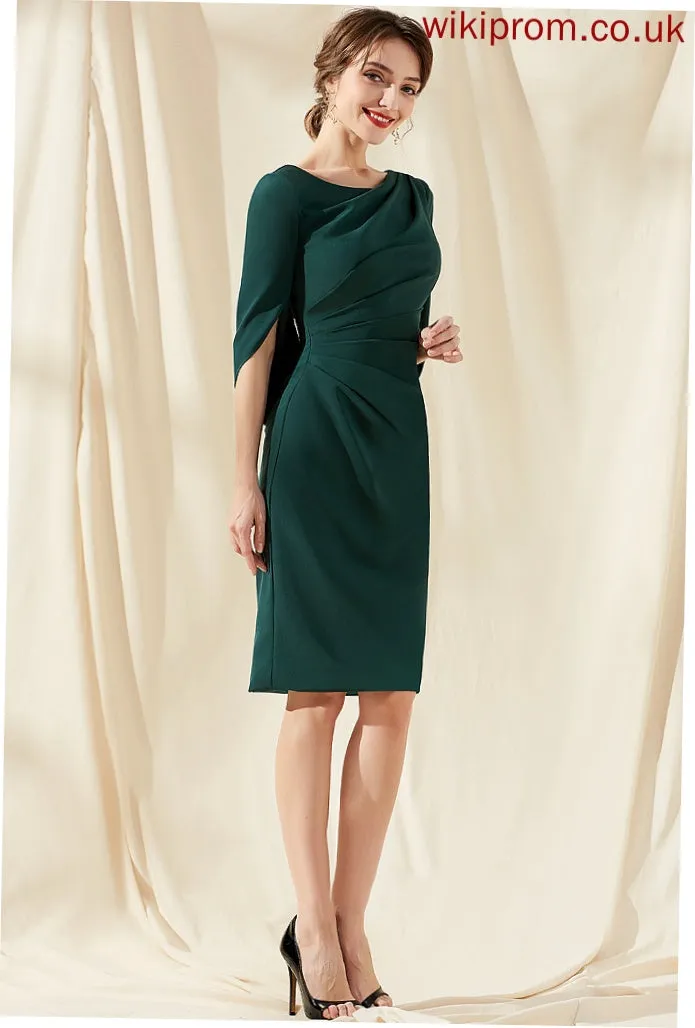 Cocktail Dresses Ruffle Scoop Knee-Length Macy Stretch Cocktail Neck Dress Sheath/Column Crepe With