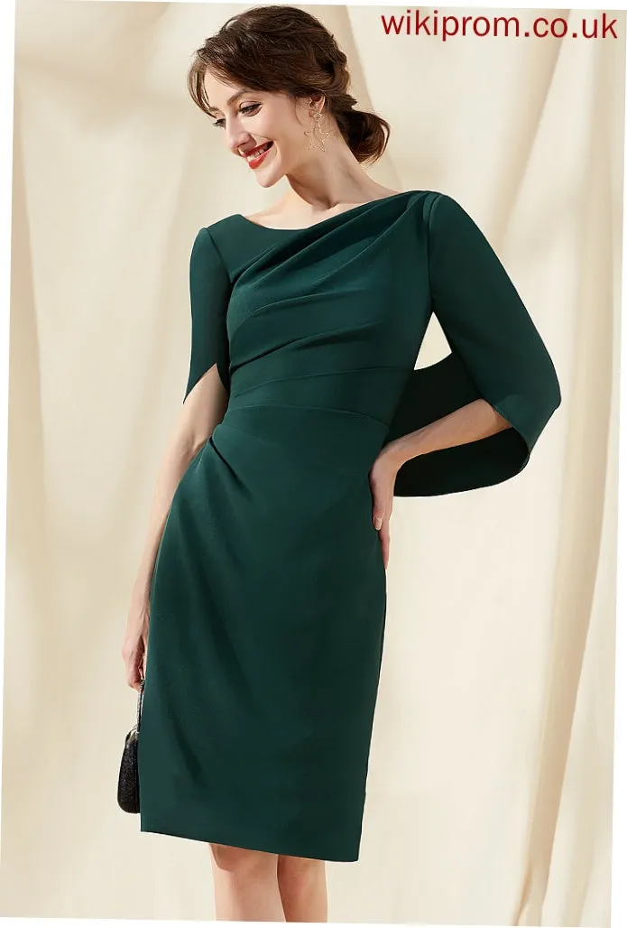 Cocktail Dresses Ruffle Scoop Knee-Length Macy Stretch Cocktail Neck Dress Sheath/Column Crepe With