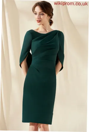 Cocktail Dresses Ruffle Scoop Knee-Length Macy Stretch Cocktail Neck Dress Sheath/Column Crepe With