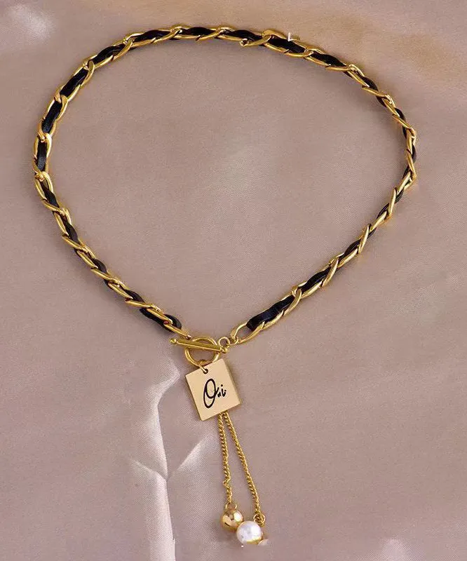 DIY Black Sterling Silver Overgild Pearl Pendant Necklace DF1012
