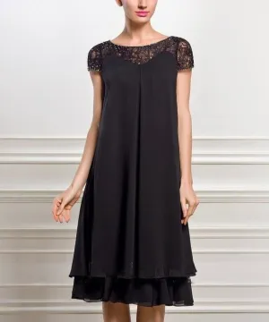Empire Scoop Neck  Chiffon Lace Mother of the Bride Dress