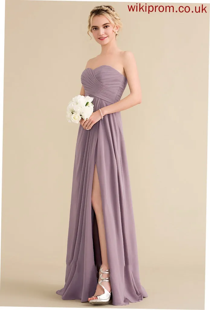 Floor-Length A-Line Silhouette Embellishment Fabric Neckline Length Sweetheart Ruffle SplitFront Renee Bridesmaid Dresses