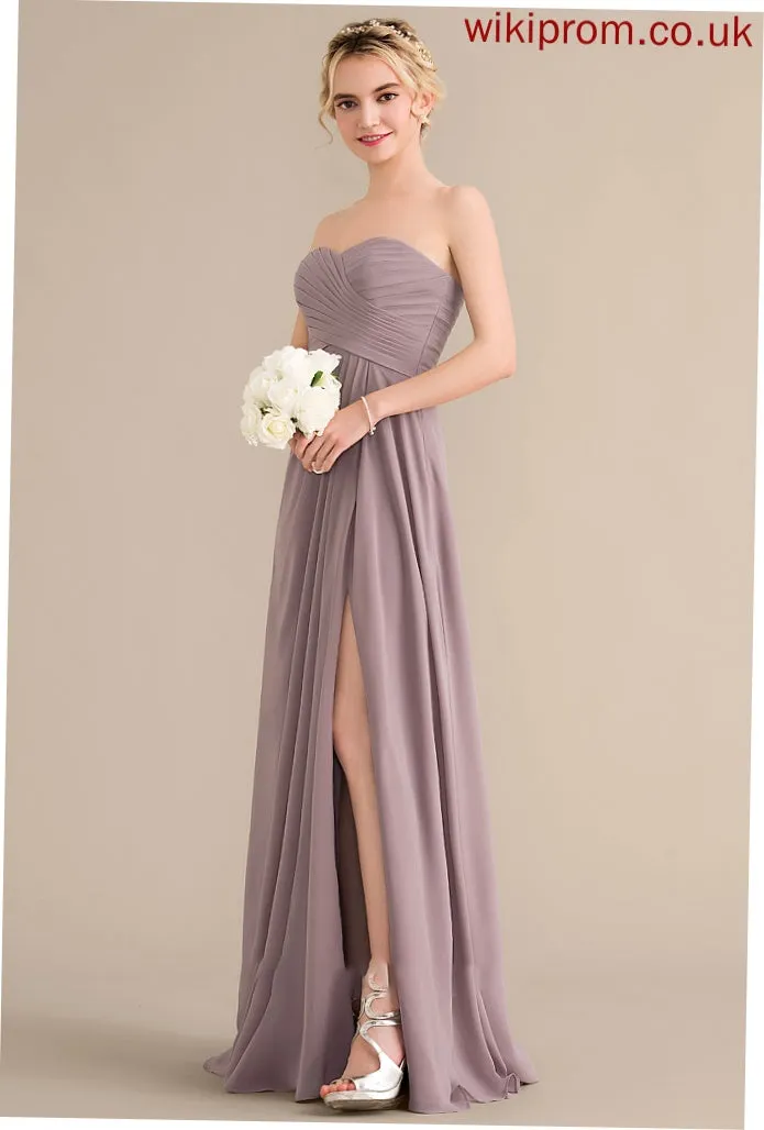 Floor-Length A-Line Silhouette Embellishment Fabric Neckline Length Sweetheart Ruffle SplitFront Renee Bridesmaid Dresses