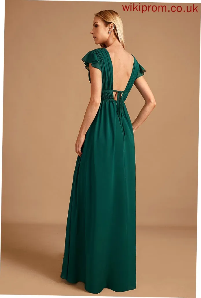 Floor-Length Embellishment V-neck Neckline Length SplitFront A-Line Fabric Silhouette Ashlyn Sleeveless A-Line/Princess Bridesmaid Dresses