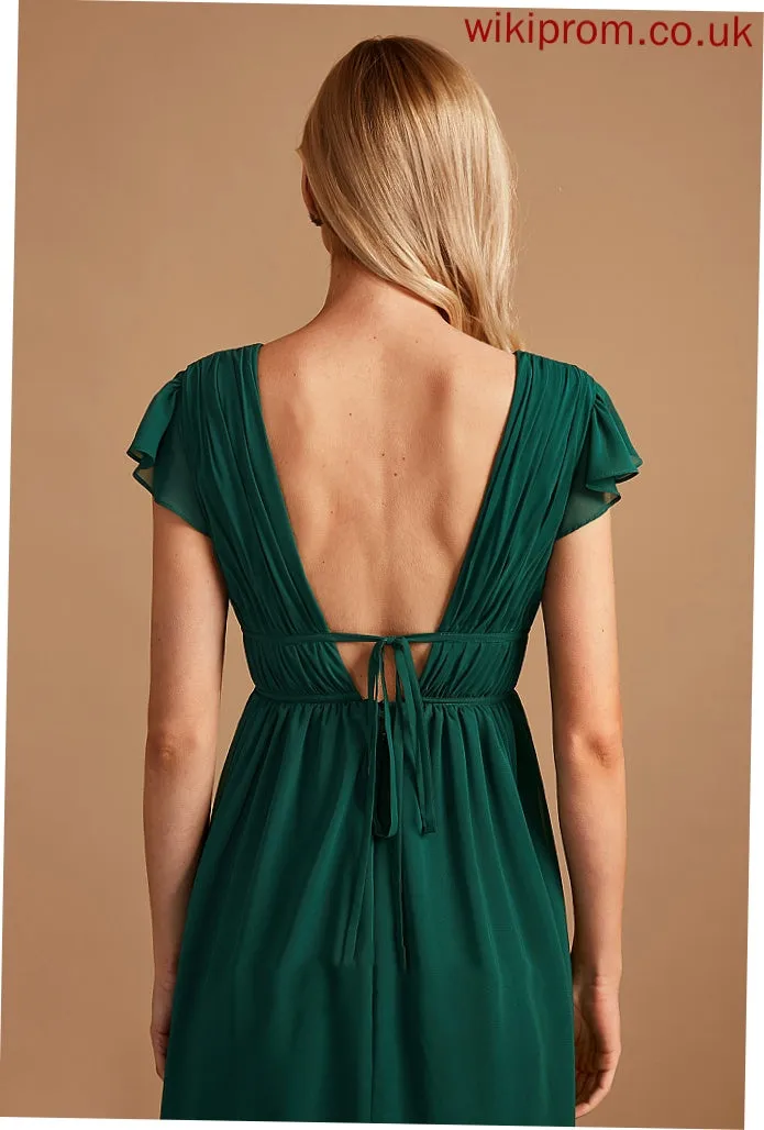 Floor-Length Embellishment V-neck Neckline Length SplitFront A-Line Fabric Silhouette Ashlyn Sleeveless A-Line/Princess Bridesmaid Dresses