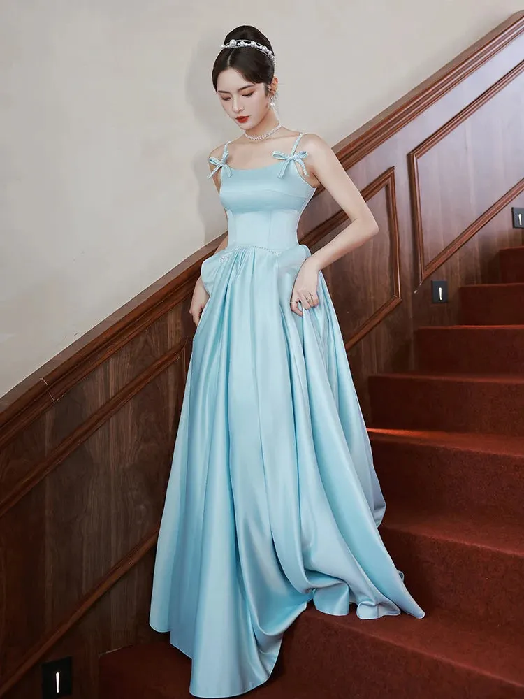 Girlary Women's Spaghetti Strap Evening Dress High Level Pearls Backless Quinceanera Gown Classic Slim Birthday Party Dresses