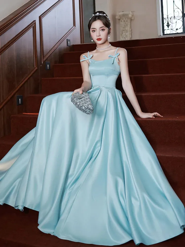 Girlary Women's Spaghetti Strap Evening Dress High Level Pearls Backless Quinceanera Gown Classic Slim Birthday Party Dresses