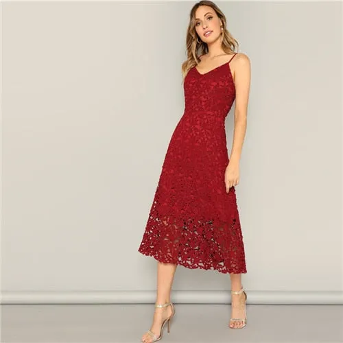 Glamorous Burgundy Lace Dress