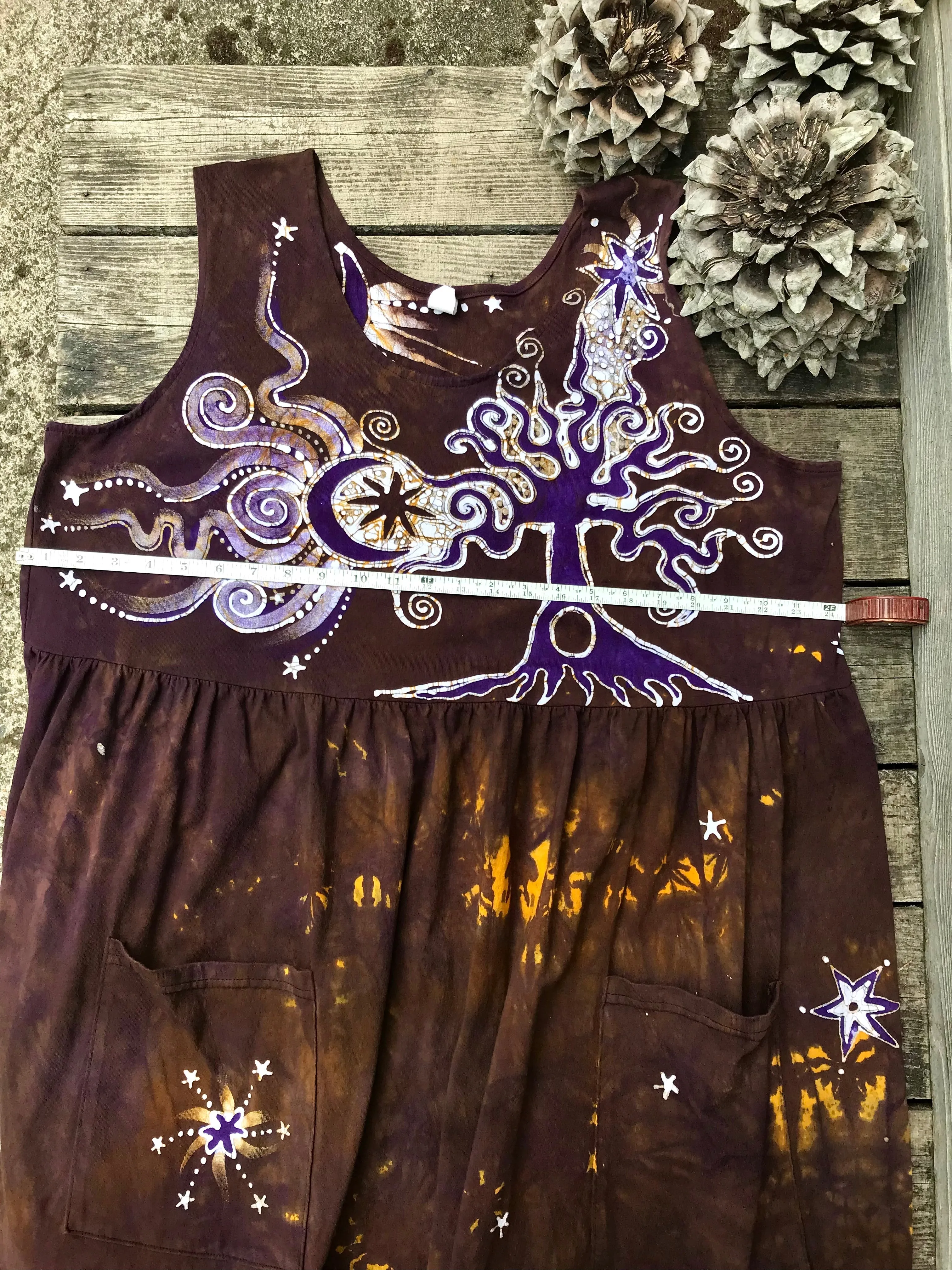 Golden Sun Purple Forest Farmer's Market Pocket Dress - Size 3X
