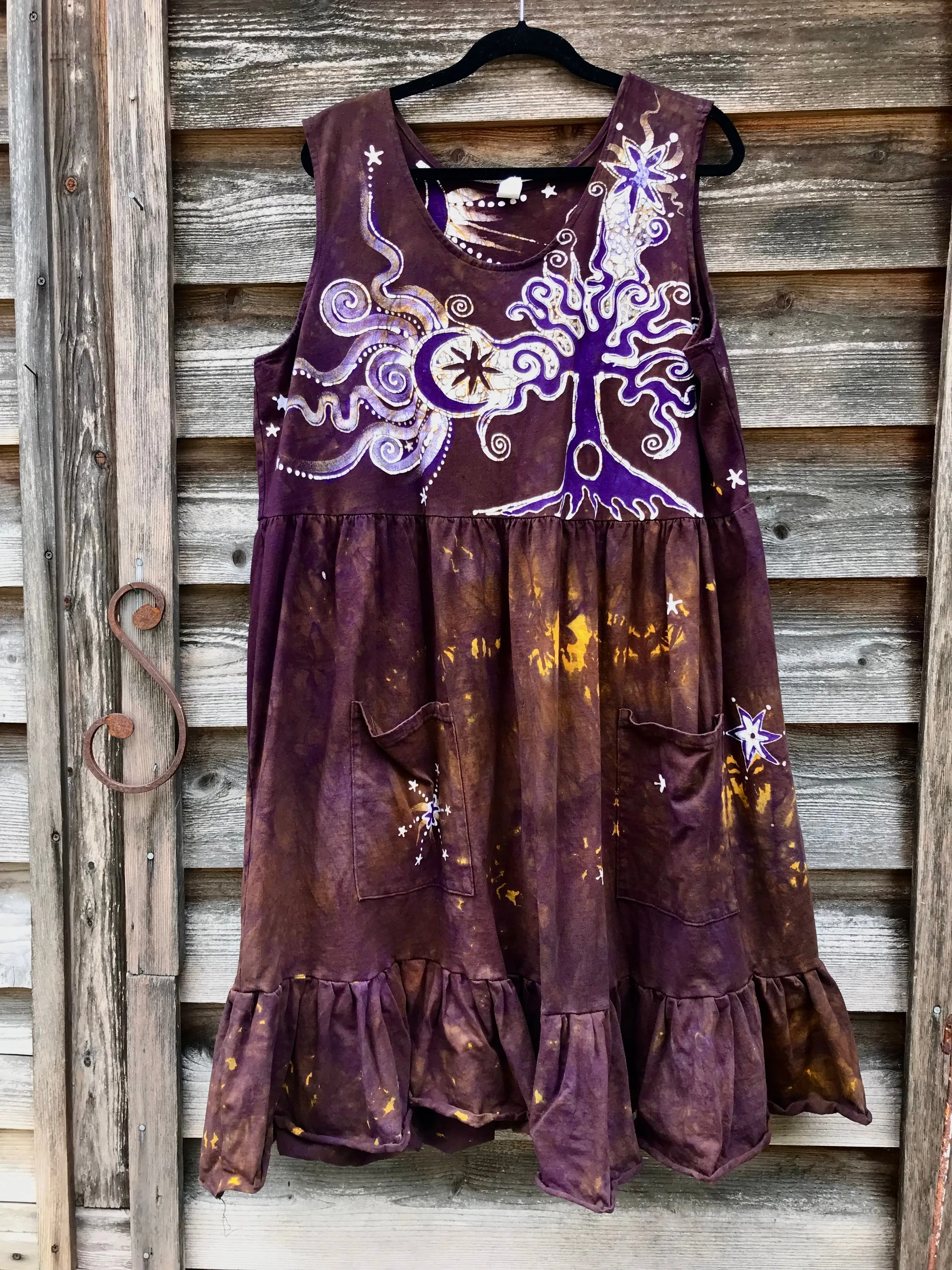 Golden Sun Purple Forest Farmer's Market Pocket Dress - Size 3X