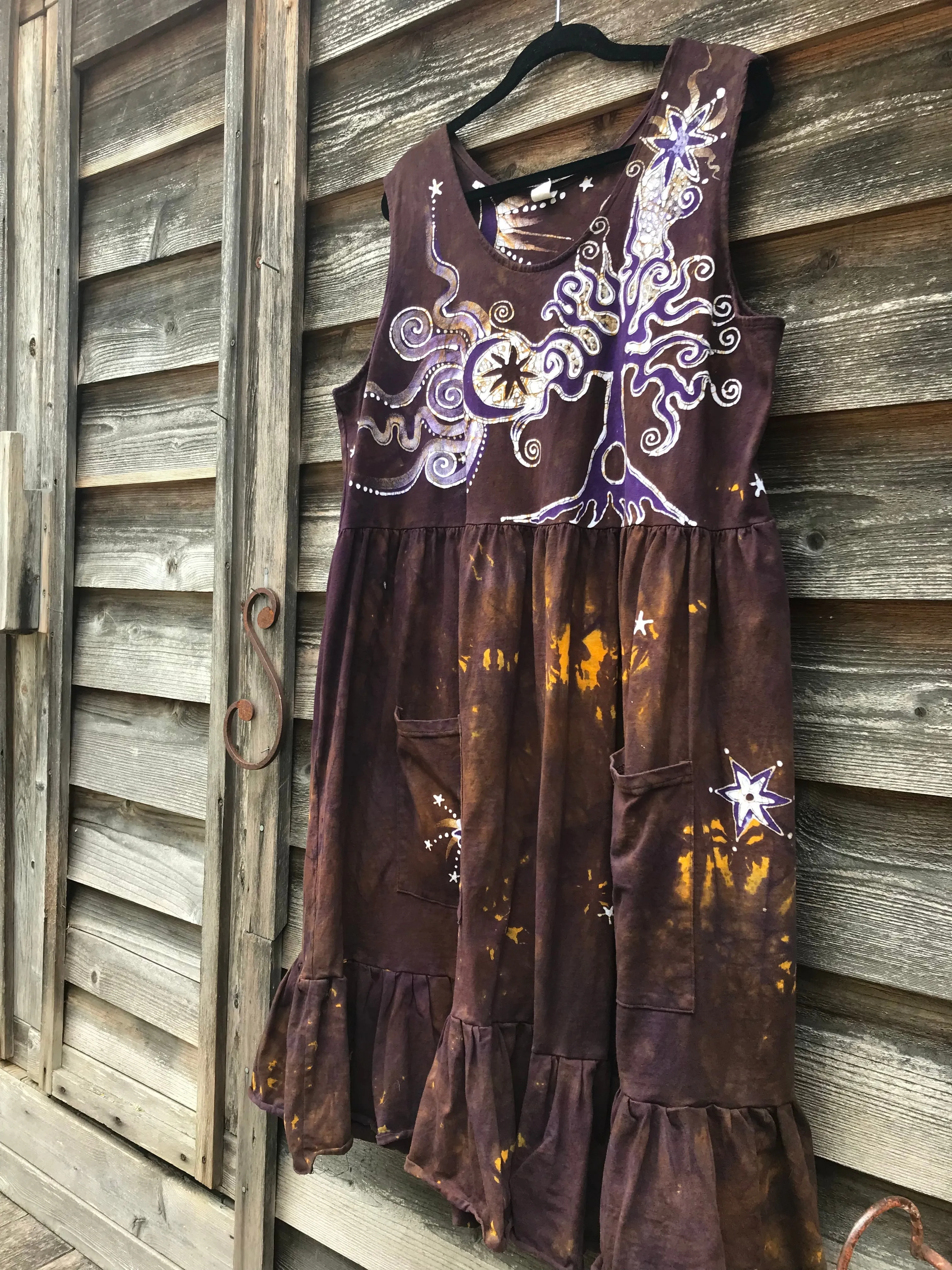 Golden Sun Purple Forest Farmer's Market Pocket Dress - Size 3X