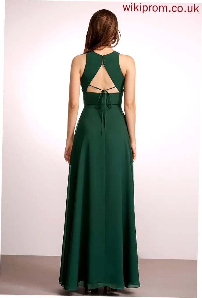 HighNeck Neckline Floor-Length Fabric Embellishment Length A-Line SplitFront Silhouette Noelle Bridesmaid Dresses