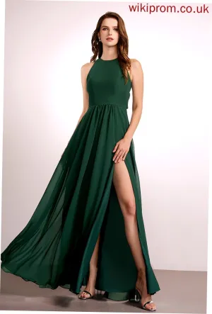 HighNeck Neckline Floor-Length Fabric Embellishment Length A-Line SplitFront Silhouette Noelle Bridesmaid Dresses