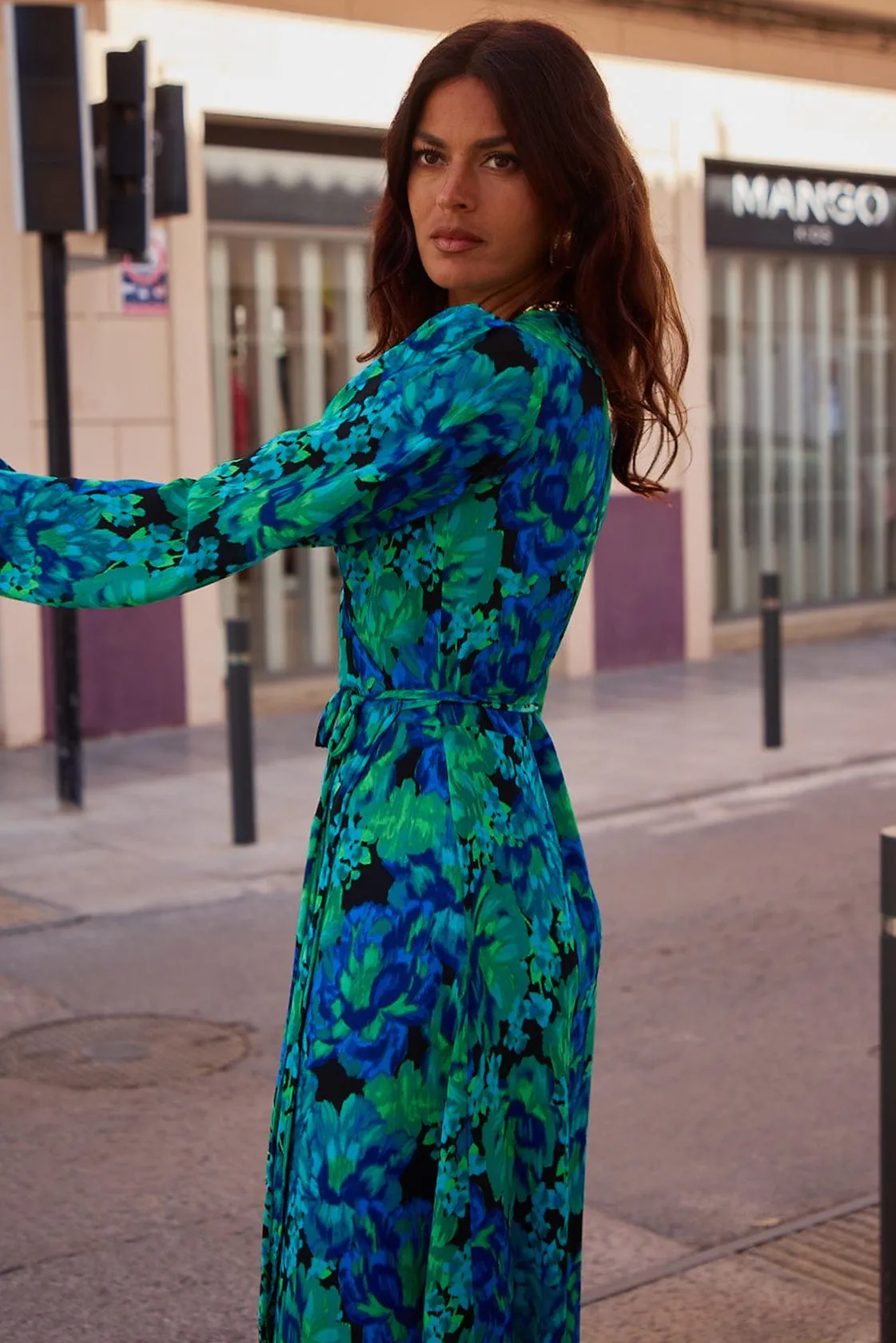 Jagger Maxi Dress In Blue & Green Floral