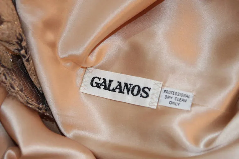 JAMES GALANOS Beautiful Silk and Lace Criss Cross Cocktail Gown