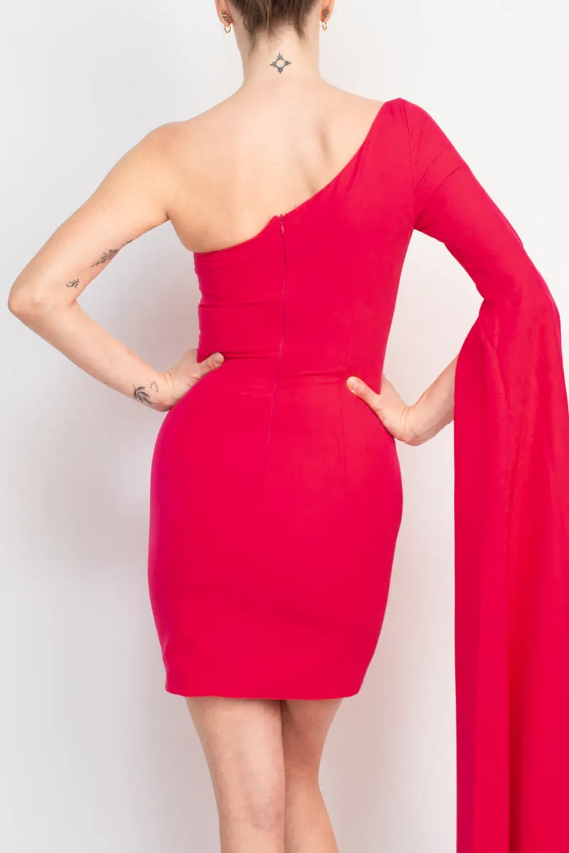 Jovani asymmetrical column crepe cocktail dress