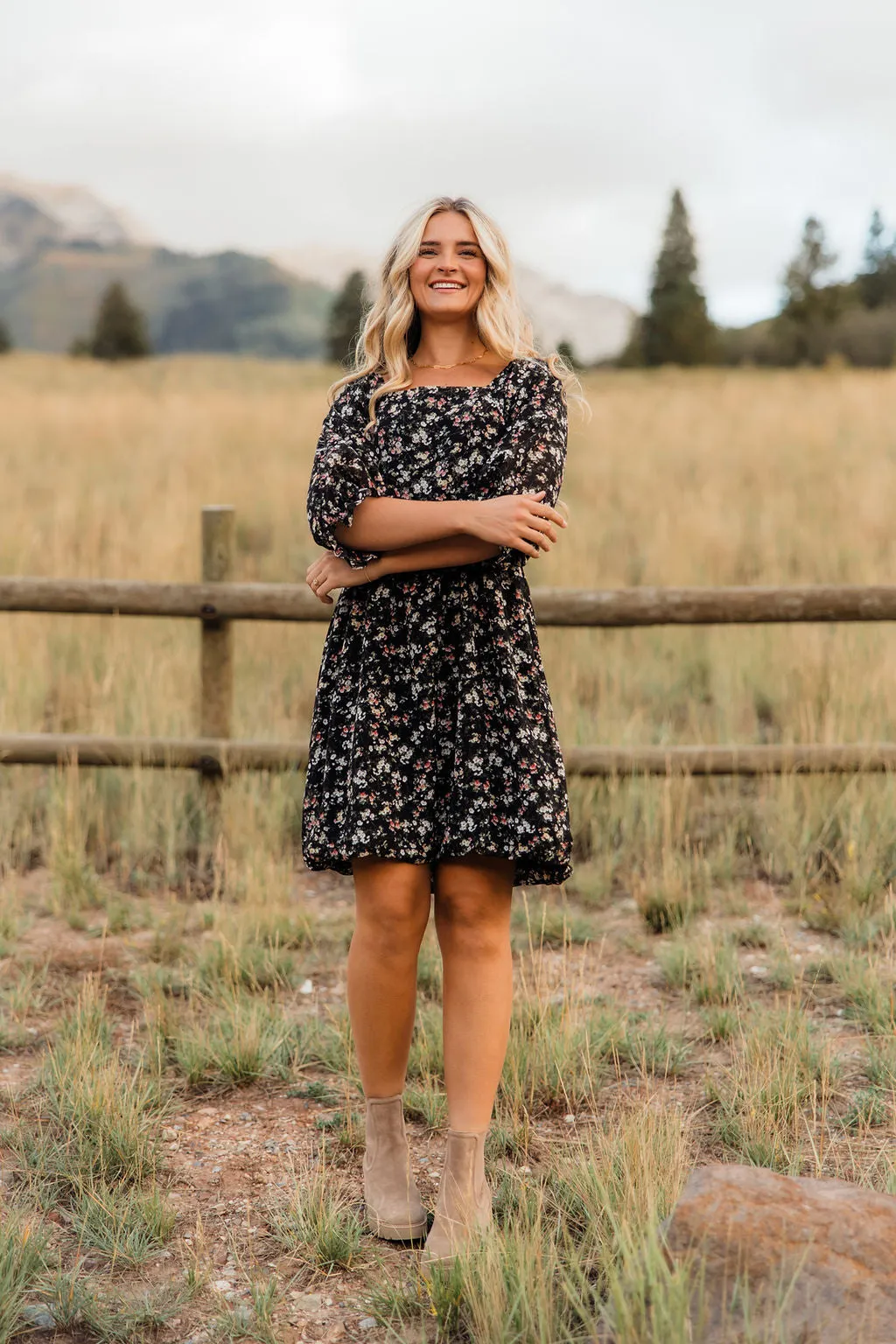 Kayla Dress-Black Floral
