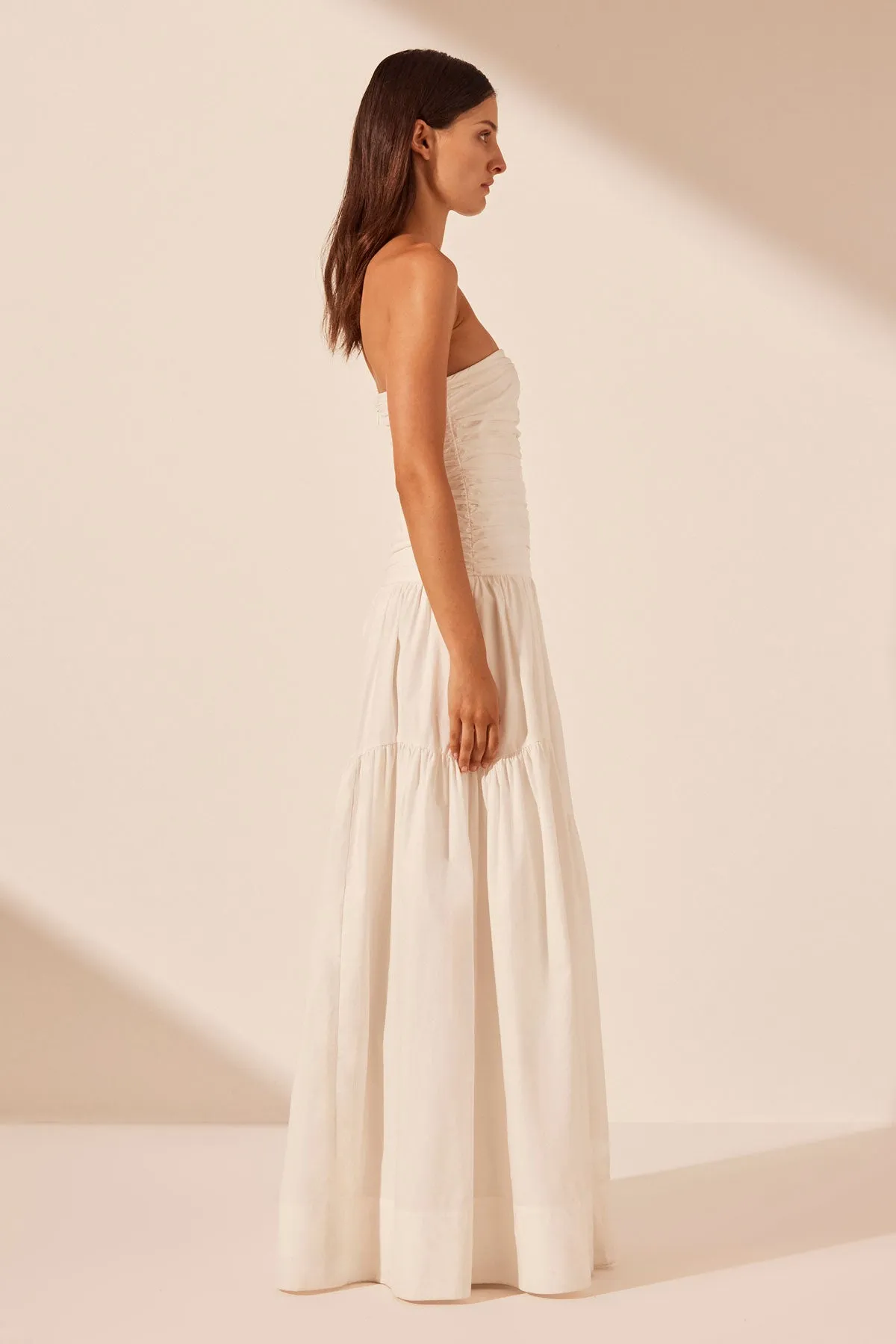 MAIORI CONTOUR RUCHED MAXI DRESS - IVORY