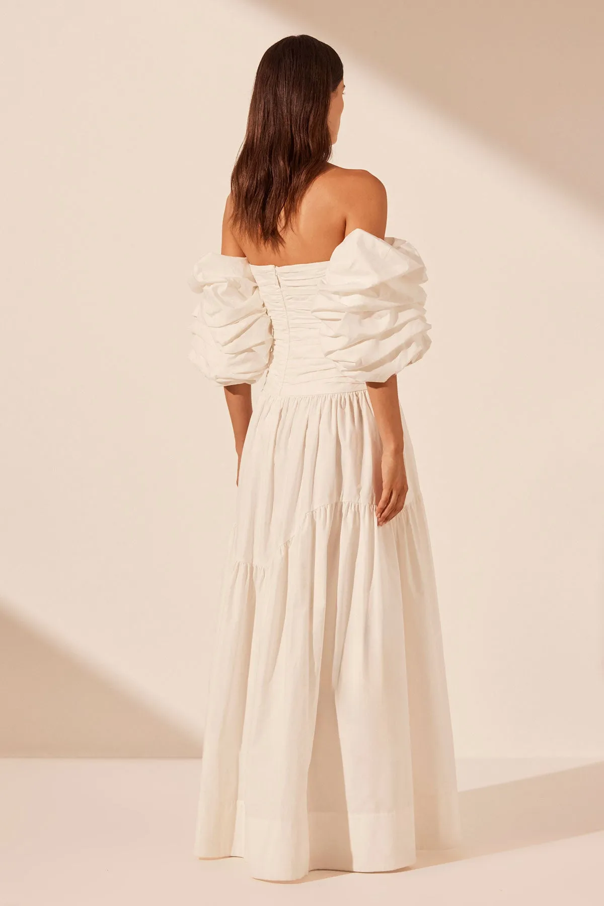MAIORI CONTOUR RUCHED MAXI DRESS - IVORY