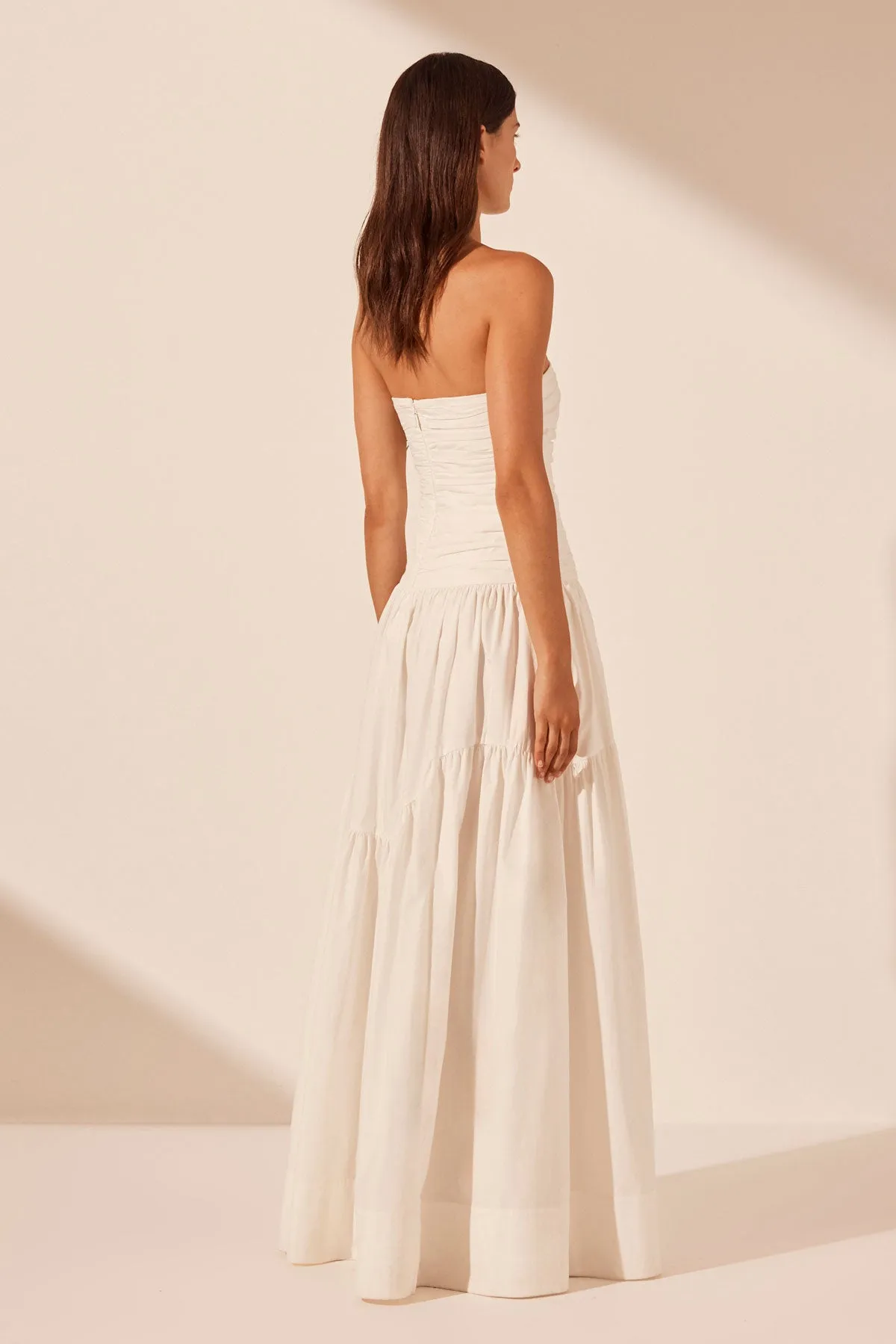 MAIORI CONTOUR RUCHED MAXI DRESS - IVORY