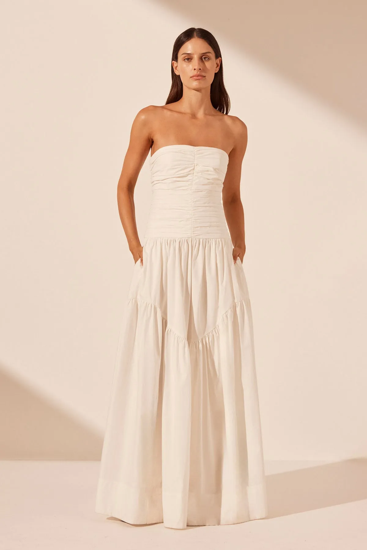 MAIORI CONTOUR RUCHED MAXI DRESS - IVORY