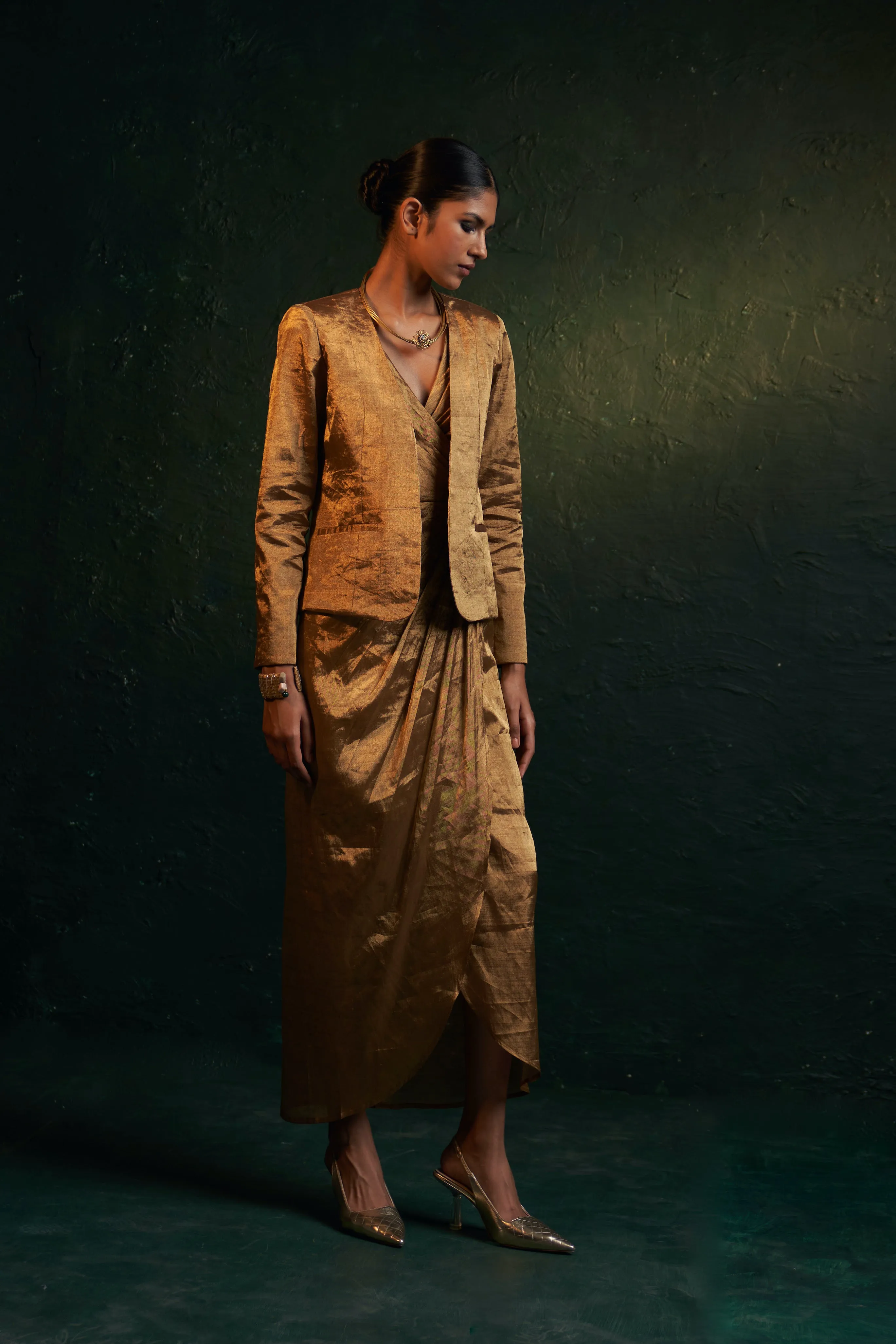 Midas Gold Tissue Dress & Jacket - Set of 2