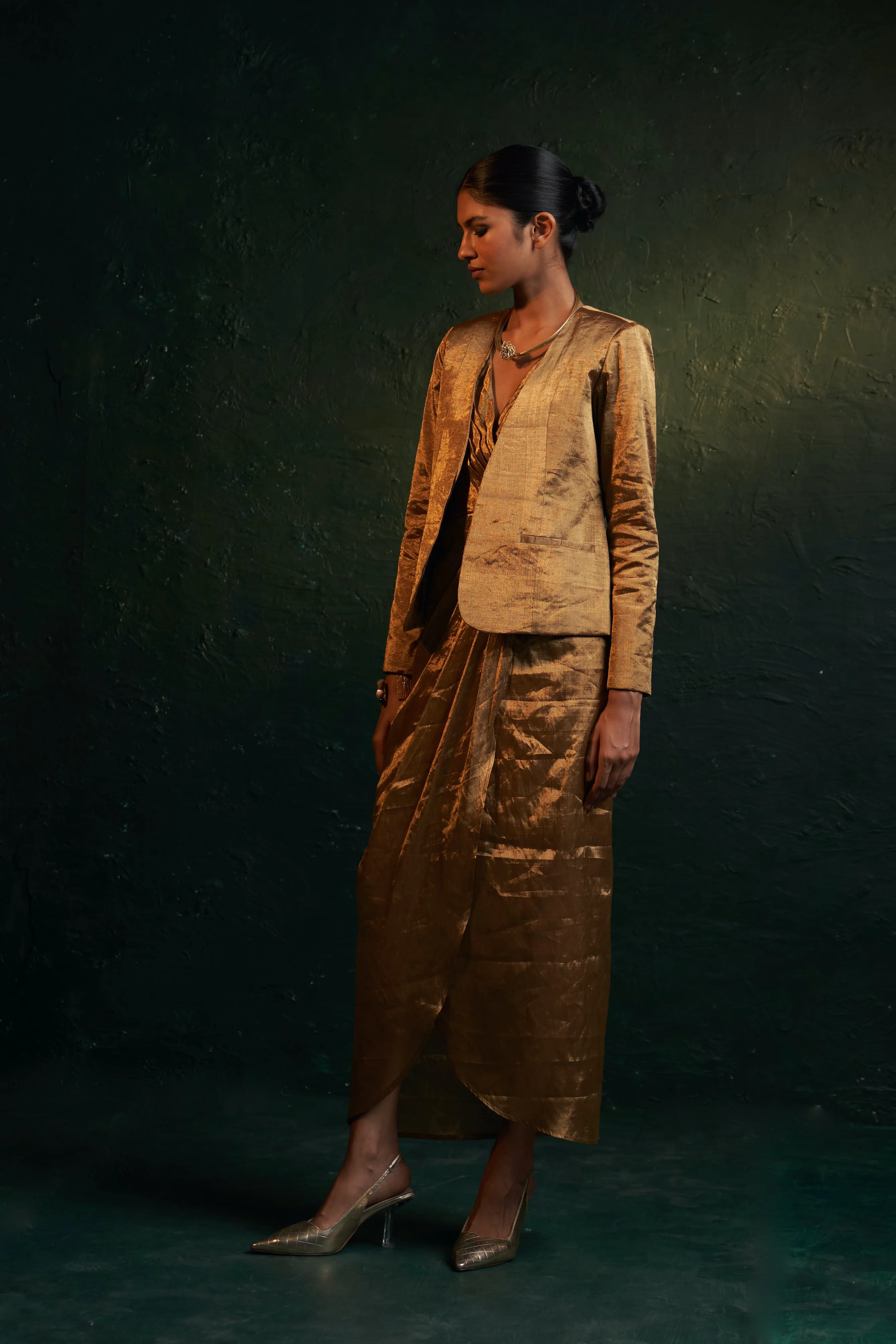 Midas Gold Tissue Dress & Jacket - Set of 2