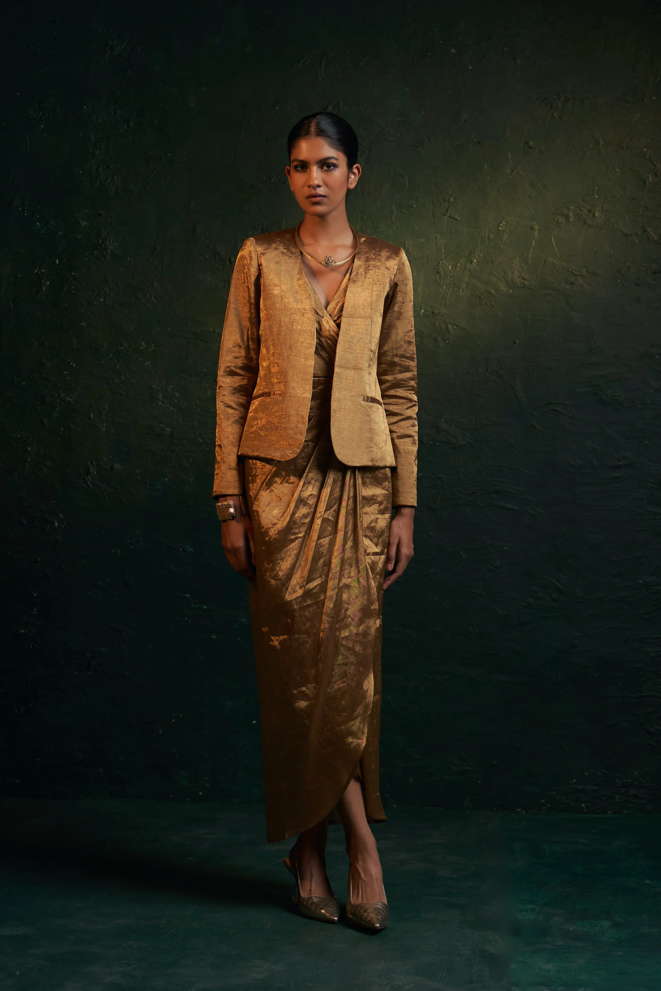 Midas Gold Tissue Dress & Jacket - Set of 2