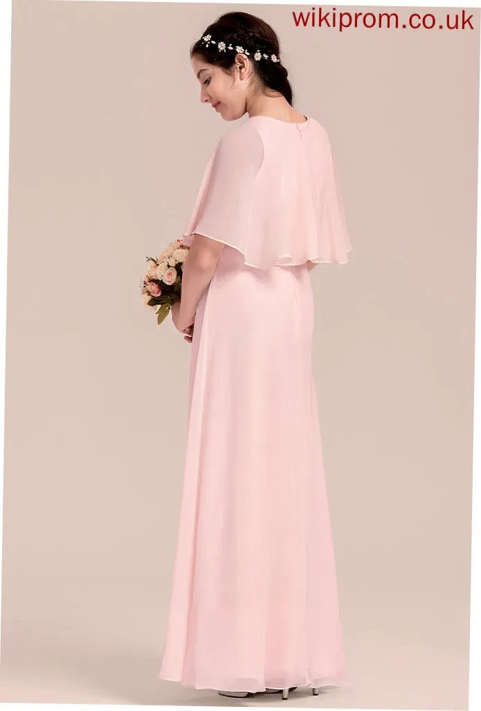 Neck Chiffon Junior Bridesmaid Dresses A-Line Sienna Floor-Length Scoop