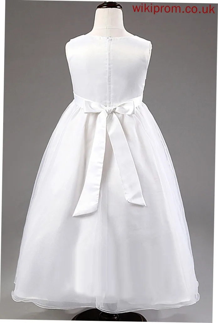 Neck Dress Cotton Flower Scoop Blends Ball-Gown/Princess Judith Flower(s) With Ankle-length Girl Sleeveless Flower Girl Dresses -